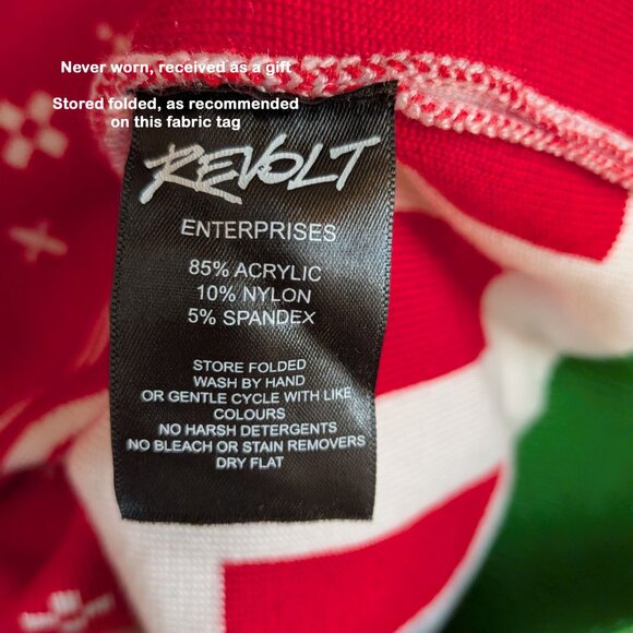 Revolt red/green/white Christmas Ugly Sweater, Sz S, Fits to 38" chest, Unworn - Picture 6 of 12